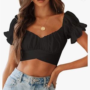NEW without tags black crop top with back-tie